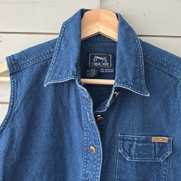Vintage Linen/Cotton Cherokee Denim like Vest - Picture 2 of 4